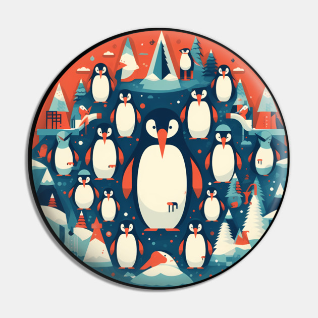 Penguin in Ornament, Love Penguins Pin by logiamerch