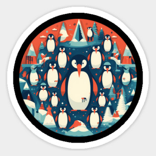 Penguin in Ornament, Love Penguins Sticker