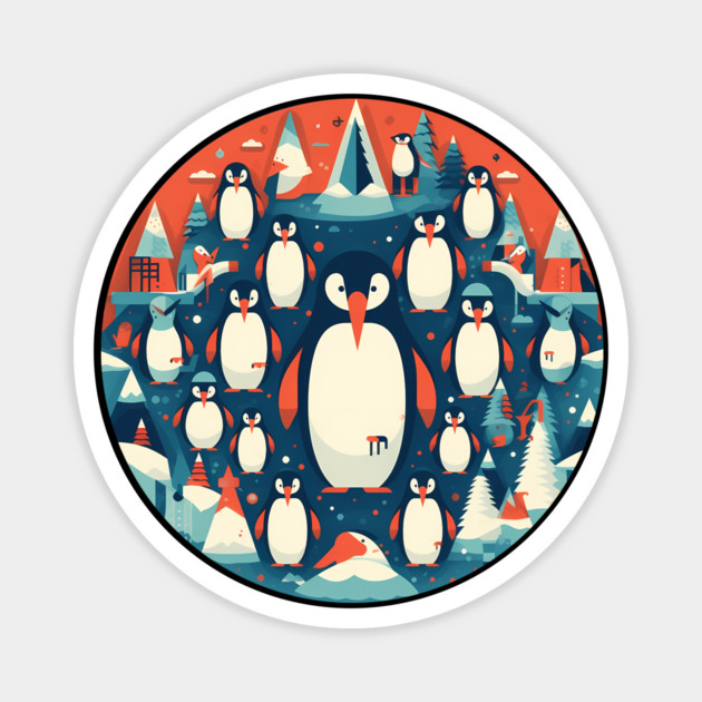 Penguin in Ornament, Love Penguins Magnet by logiamerch