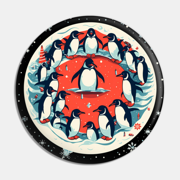 Penguin in Ornament, Love Penguins Pin by logiamerch
