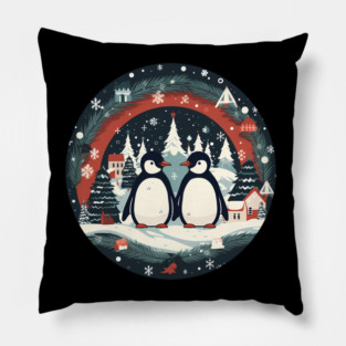 Penguin in Ornament, Love Penguins Pillow