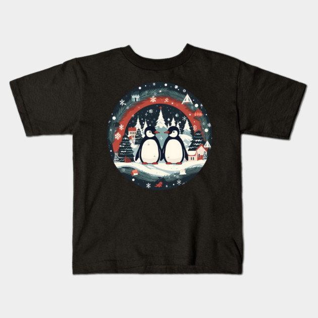 Penguin in Ornament, Love Penguins Kids T-Shirt by logiamerch