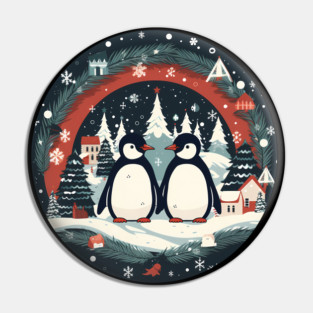 Penguin in Ornament, Love Penguins Pin