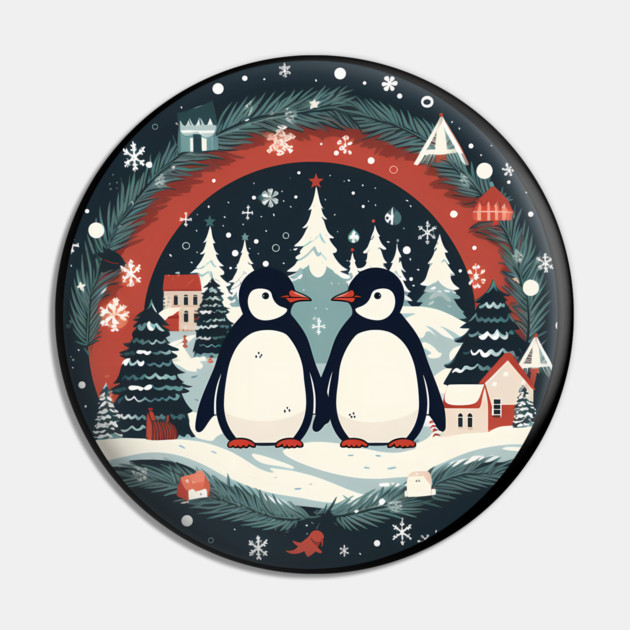Penguin in Ornament, Love Penguins Pin by logiamerch
