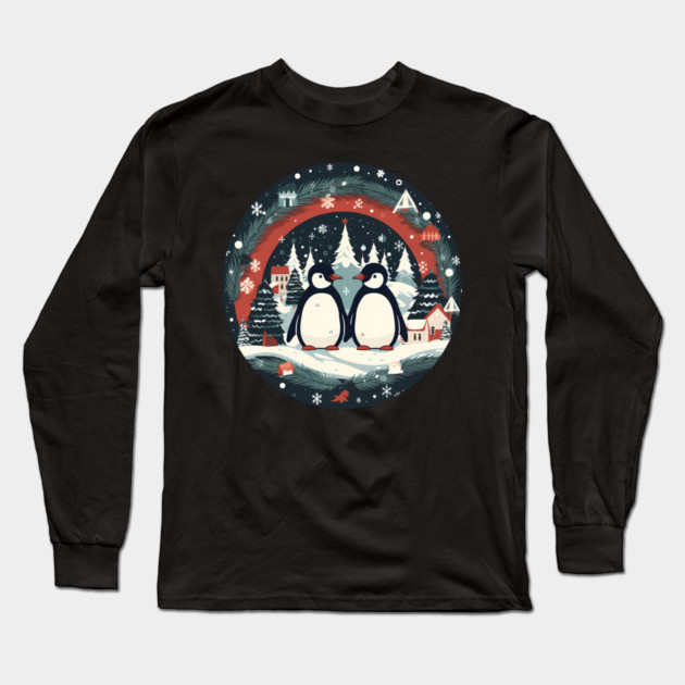 Penguin in Ornament, Love Penguins Long Sleeve T-Shirt by logiamerch