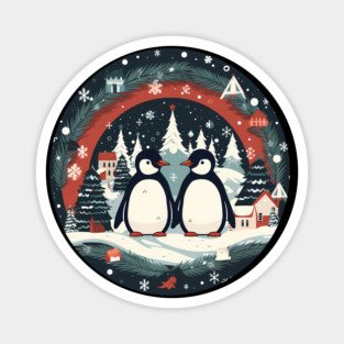Penguin in Ornament, Love Penguins Magnet