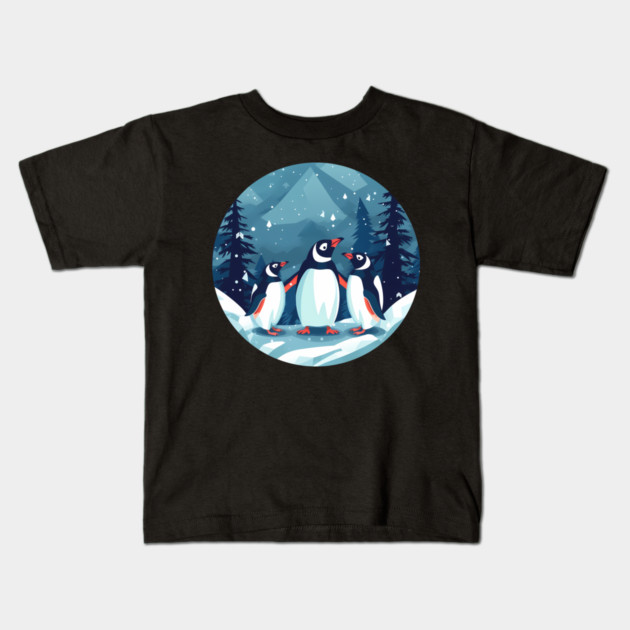 Penguin in Ornament, Love Penguins Kids T-Shirt by logiamerch