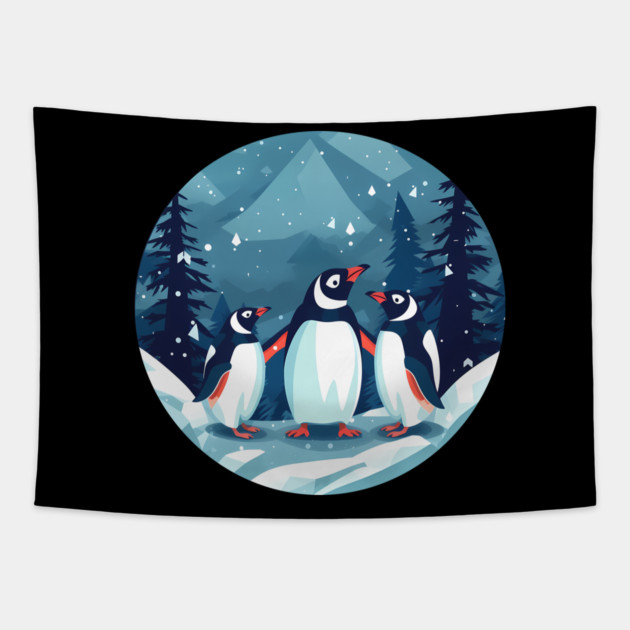 Penguin in Ornament, Love Penguins Tapestry by logiamerch