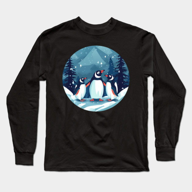 Penguin in Ornament, Love Penguins Long Sleeve T-Shirt by logiamerch