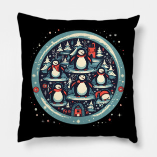 Penguin in Ornament, Love Penguins Pillow