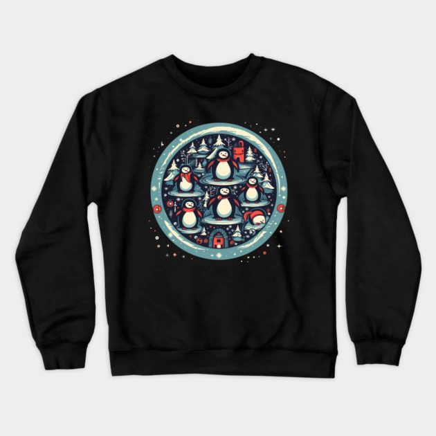 Penguin in Ornament, Love Penguins Crewneck Sweatshirt by logiamerch