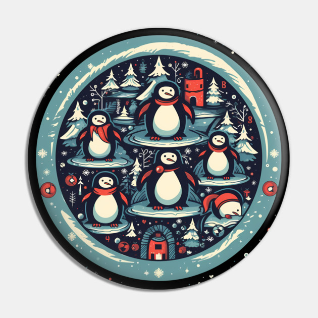 Penguin in Ornament, Love Penguins Pin by logiamerch
