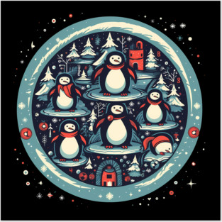 Penguin in Ornament, Love Penguins Posters and Art