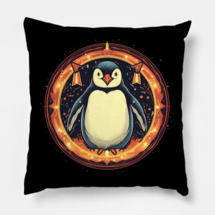 Penguin in Ornament, Love Penguins Pillow