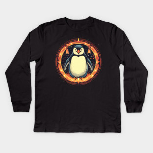 Penguin in Ornament, Love Penguins Kids Long Sleeve T-Shirt