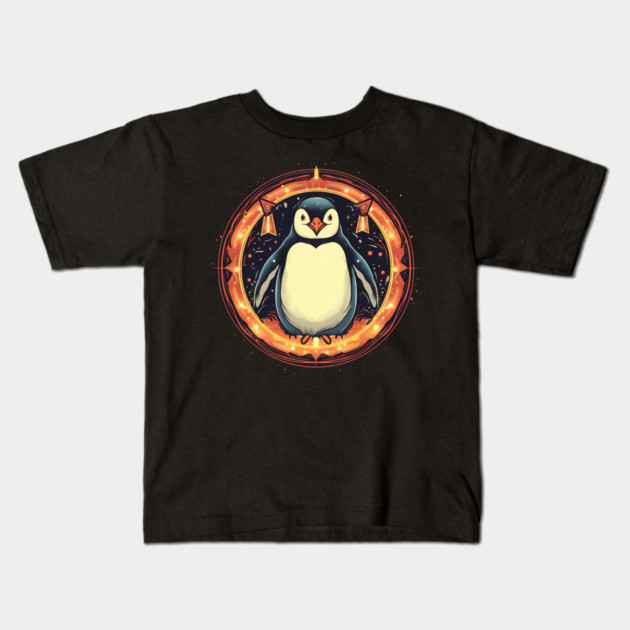 Penguin in Ornament, Love Penguins Kids T-Shirt by logiamerch