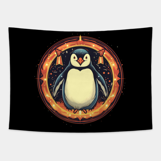 Penguin in Ornament, Love Penguins Tapestry by logiamerch
