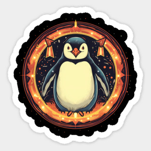 Penguin in Ornament, Love Penguins Sticker
