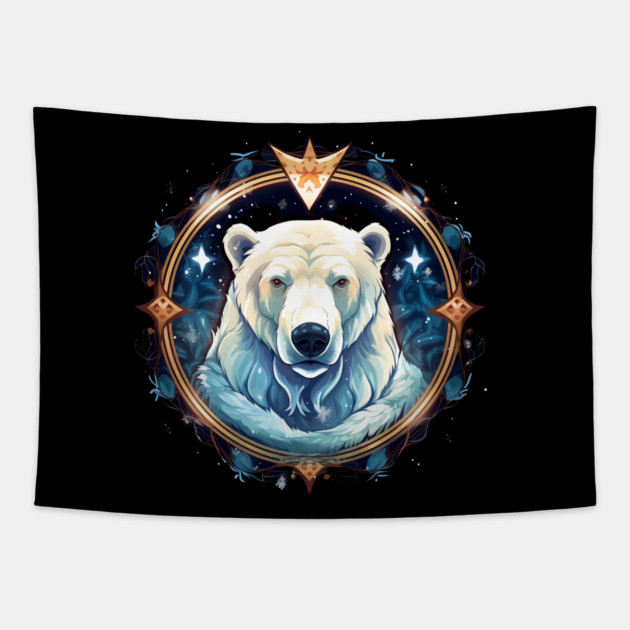 Polar Bear in Ornament, Love Bears Tapestry by logiamerch