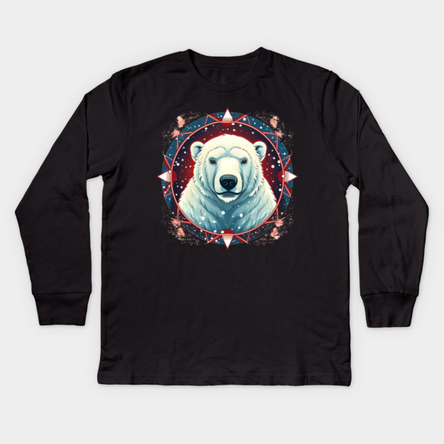 Polar Bear in Ornament, Love Bears Kids Long Sleeve T-Shirt by logiamerch
