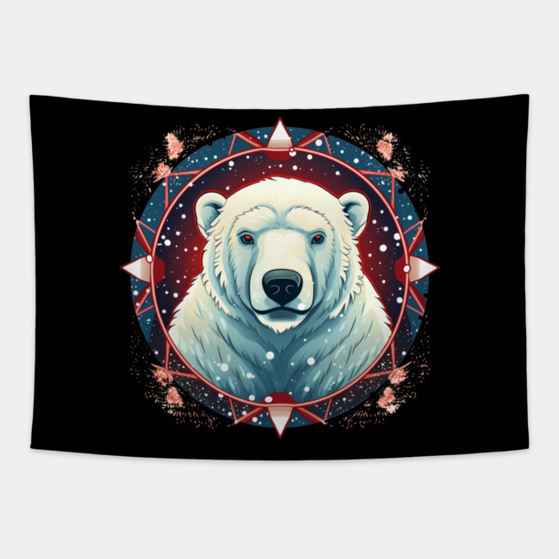 Polar Bear in Ornament, Love Bears Tapestry by logiamerch