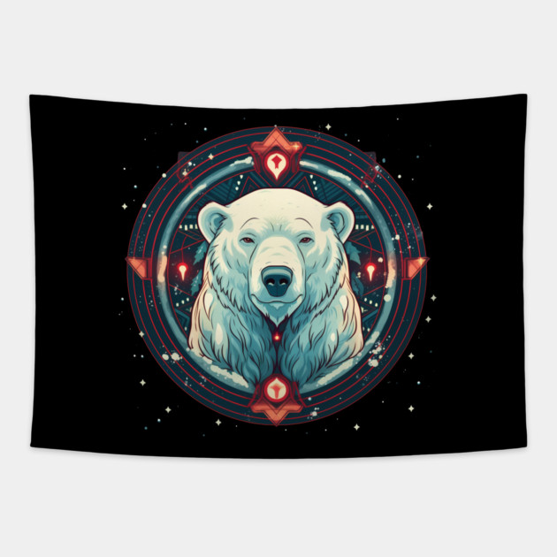 Polar Bear in Ornament, Love Bears Tapestry by logiamerch