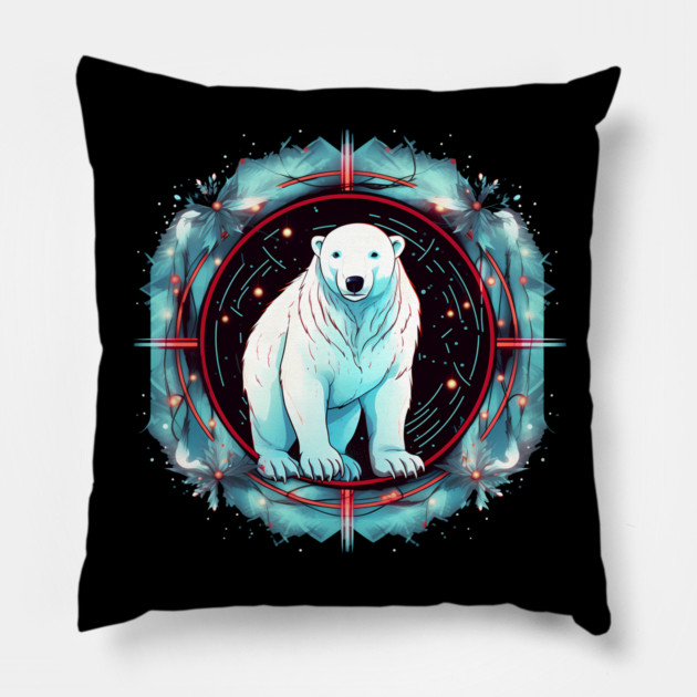 Polar Bear in Ornament, Love Bears Pillow by logiamerch