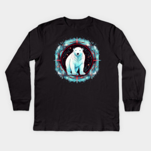 Polar Bear in Ornament, Love Bears Kids Long Sleeve T-Shirt