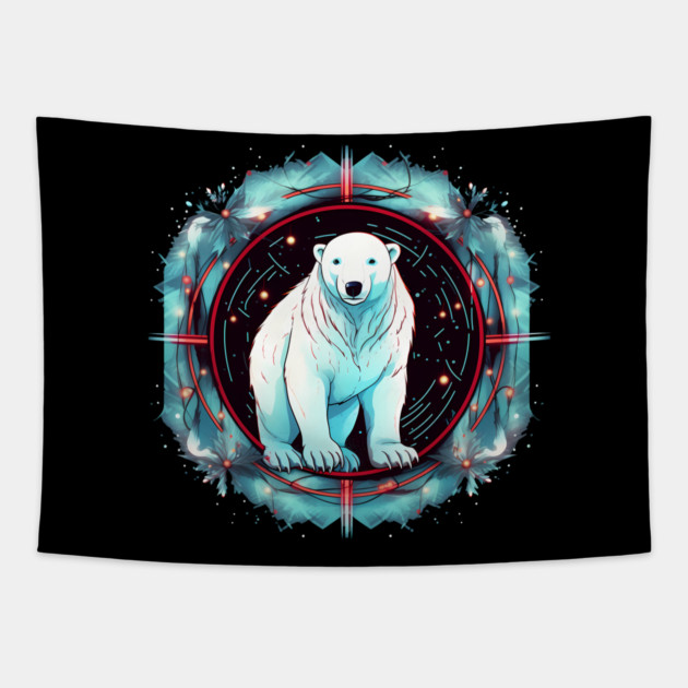 Polar Bear in Ornament, Love Bears Tapestry by logiamerch