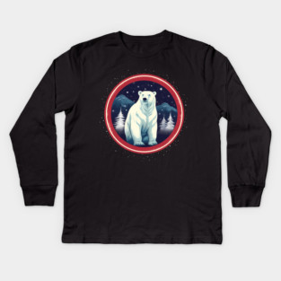 Polar Bear in Ornament, Love Bears Kids Long Sleeve T-Shirt