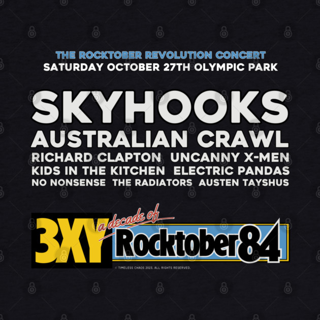 3XY Rocktober Revolution Concert Print 1984 Back Print by Timeless Chaos