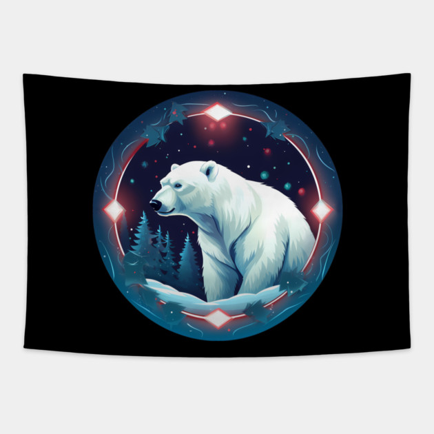 Polar Bear in Ornament, Love Bears Tapestry by logiamerch