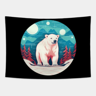 Polar Bear in Ornament, Love Bears Tapestry