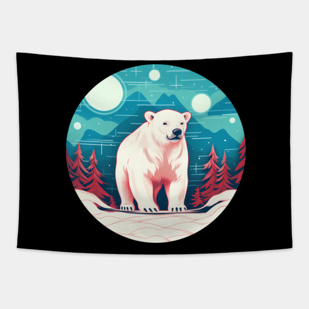 Polar Bear in Ornament, Love Bears Tapestry by logiamerch