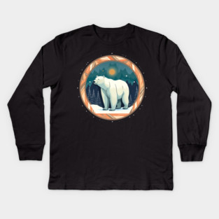 Polar Bear in Ornament, Love Bears Kids Long Sleeve T-Shirt