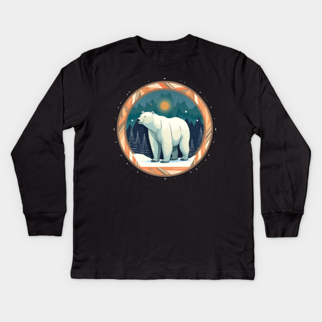 Polar Bear in Ornament, Love Bears Kids Long Sleeve T-Shirt by logiamerch