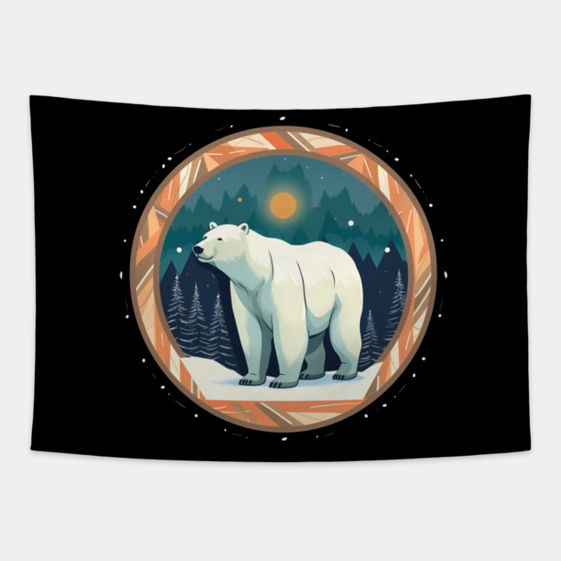 Polar Bear in Ornament, Love Bears Tapestry by logiamerch