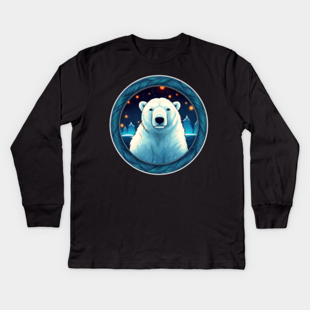Polar Bear in Ornament, Love Bears Kids Long Sleeve T-Shirt by logiamerch