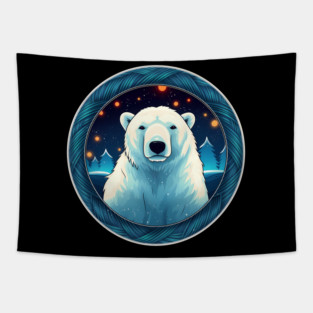 Polar Bear in Ornament, Love Bears Tapestry