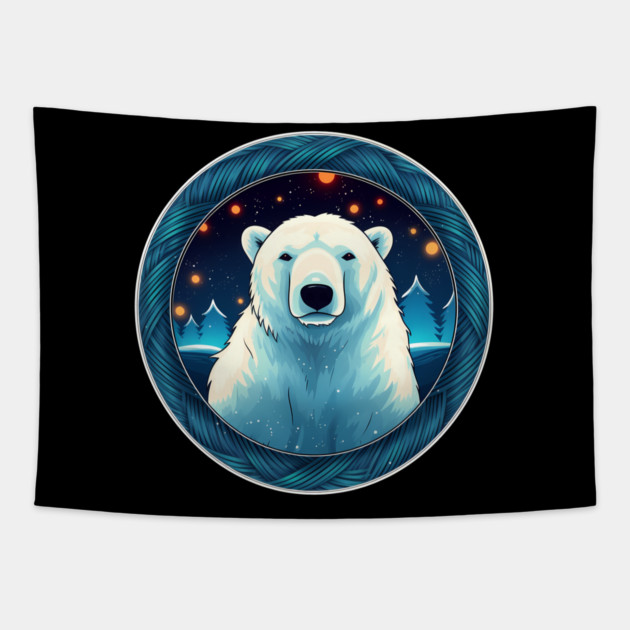 Polar Bear in Ornament, Love Bears Tapestry by logiamerch