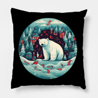 Polar Bear in Ornament, Love Bears Pillow
