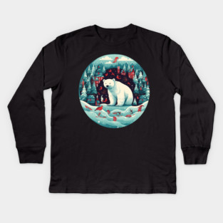 Polar Bear in Ornament, Love Bears Kids Long Sleeve T-Shirt