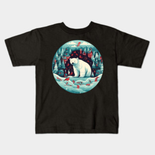 Polar Bear in Ornament, Love Bears Kids T-Shirt
