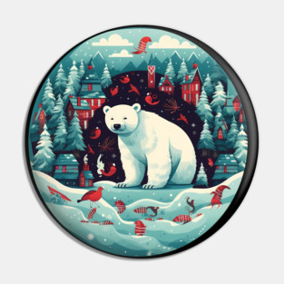 Polar Bear in Ornament, Love Bears Pin