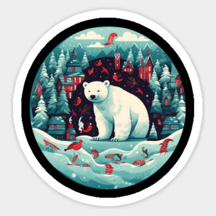 Polar Bear in Ornament, Love Bears Sticker