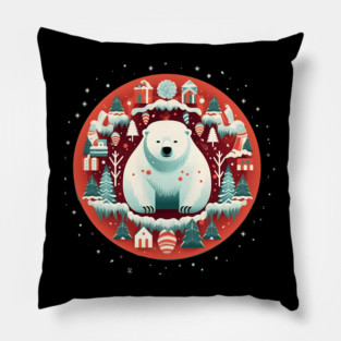 Polar Bear in Ornament, Love Bears Pillow