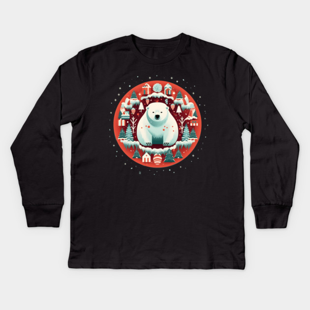 Polar Bear in Ornament, Love Bears Kids Long Sleeve T-Shirt by logiamerch