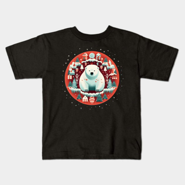 Polar Bear in Ornament, Love Bears Kids T-Shirt by logiamerch
