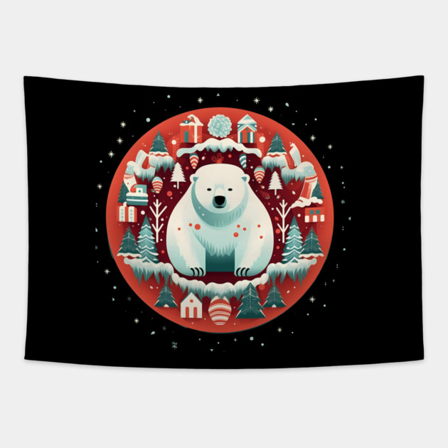Polar Bear in Ornament, Love Bears Tapestry by logiamerch