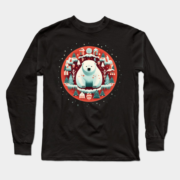 Polar Bear in Ornament, Love Bears Long Sleeve T-Shirt by logiamerch